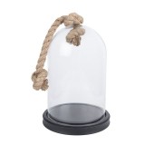 Clayre Eef stolp 6GL3367 en verre transparent avec base en bois 17x28 cm