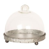 Clayre Eef cloche 6GL2492 en verre transparent avec base en fer gris 16x15 cm