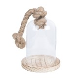 Clayre Eef 6GL2220 cloche transparente avec base en bois 12x19 cm