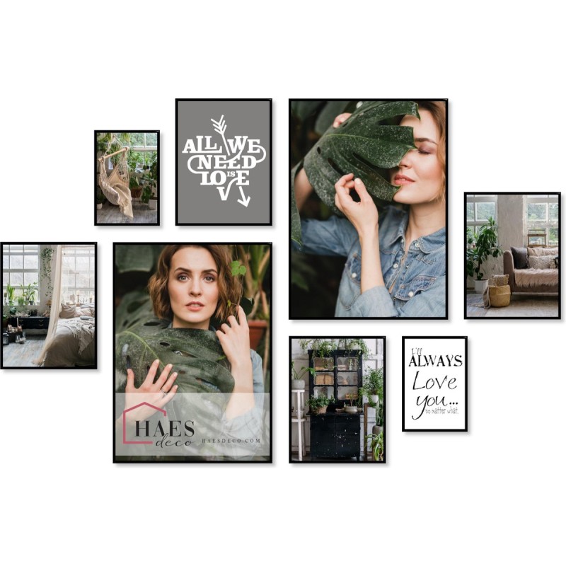 Haes Deco - Collage set XL met 8 kunststof fotolijsten zwart Easy Frame - EFS104B