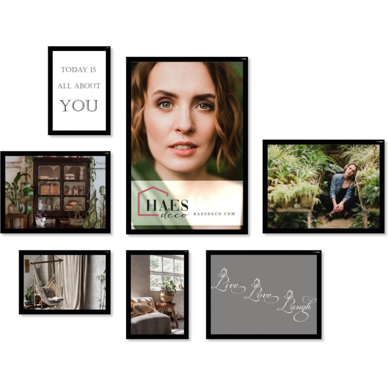 Haes Deco - Collage set met 7 kunststof fotolijsten zwart Easy Frame - EFS102B