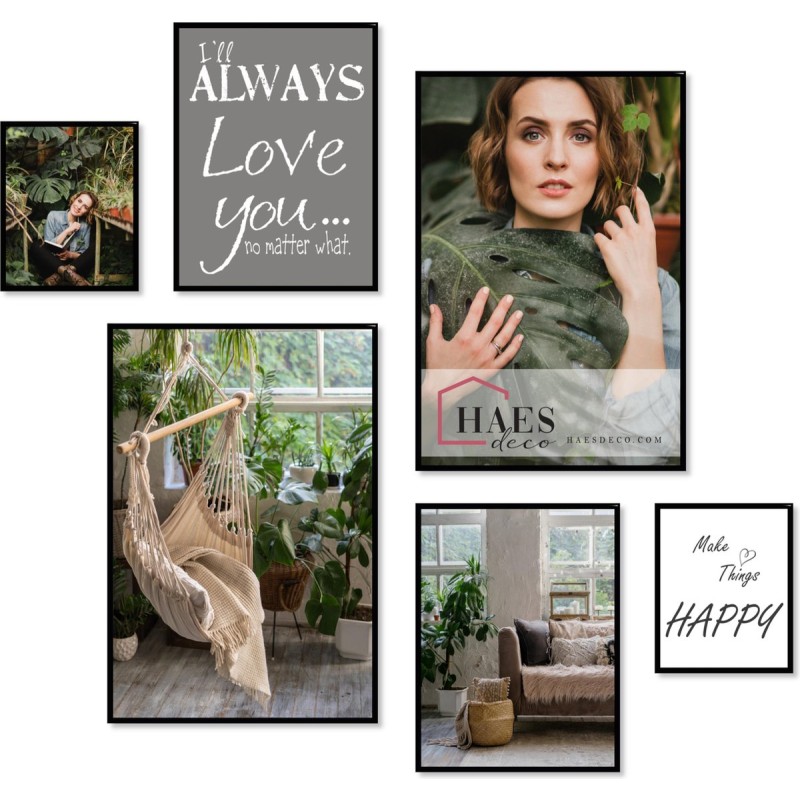 Haes Deco - Collage set XL met 6 kunststof fotolijsten zwart Easy Frame - EFS101B