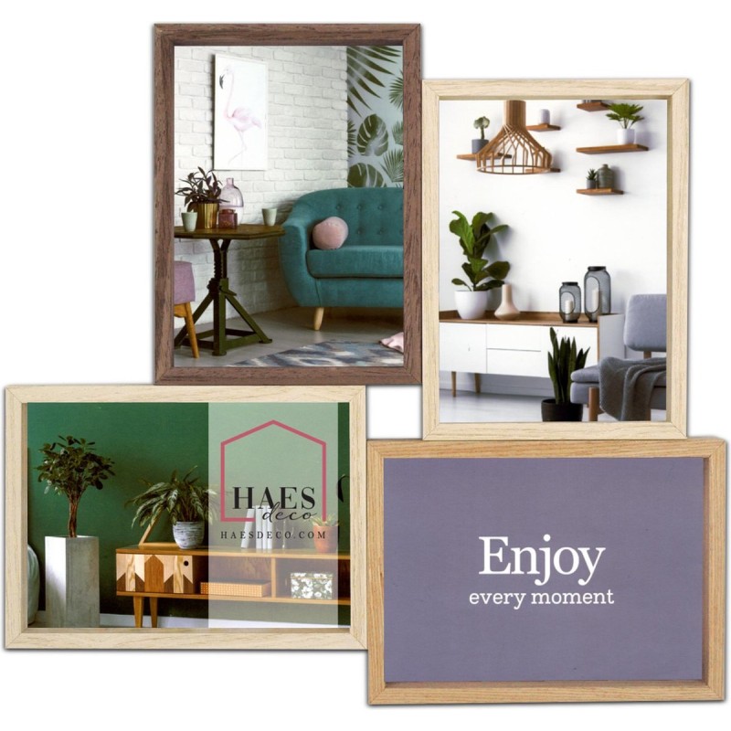 Haes Deco Houten Multi Fotolijst / Galerie Alvesta in bruin tinten voor 4 foto's 13x18 (formaat 35,8 x 38,6 cm) - MP163
