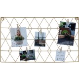 Haes Deco étagère murale industrielle en métal doré/laiton Otta 50x30 cm avec pinces à linge