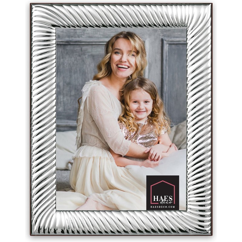 Haes Deco Verzilverde Fotolijst Trevisio voor een foto van 9x13 cm - Fraai Verzilverd met luxe Houten achterzijde en standaard om neer te zetten