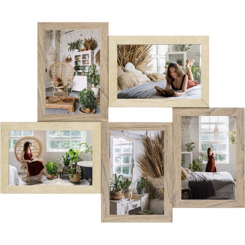 Haes Deco Houten Multi Fotolijst Rena 5Q Bruin / CrÃ¨me voor 5 foto's formaat 10x15 (42x35 cm) - DT996HS