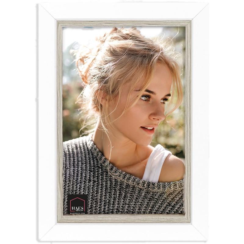 Haes Deco Houten Fotolijst Fevik in wit met grijs voor 1 foto 13x18 - CD557HS