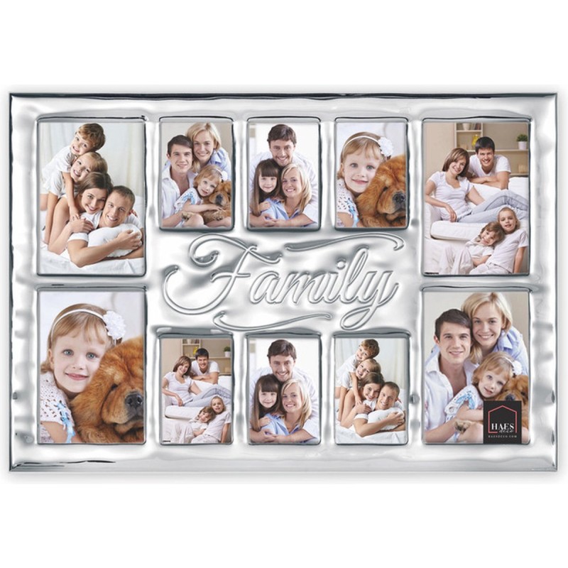 Haes Deco Verzilverde Multi / Collage Fotolijst FAMILY voor 6 foto's 7x10 en 4 foto's 10x15 cm - B12681HS