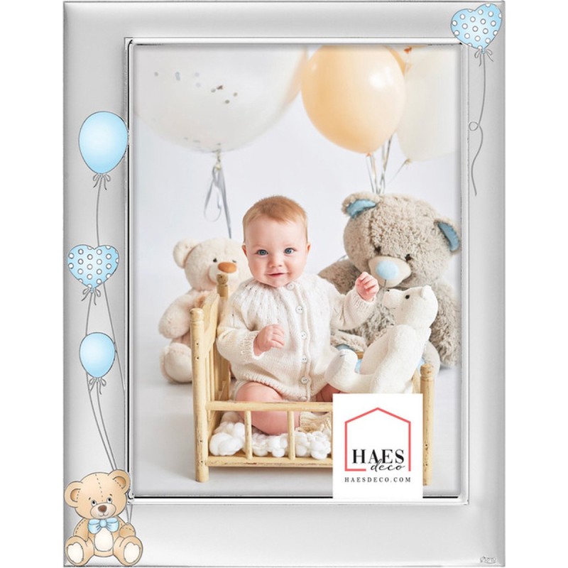 Haes Deco Verzilverde Baby Fotolijst Blauw Matteo voor een foto van 10x15 cm - B17246BHS