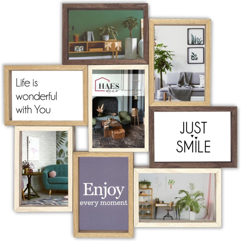Haes Deco Houten Multi Fotolijst / Galerie Alvesta in bruin tinten voor 8 foto's 10x15 (formaat 44 x 44 cm) - MP160