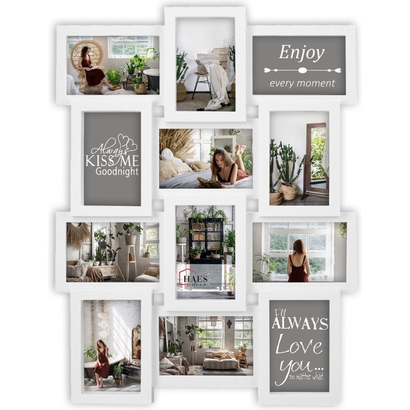 Haes Deco Kunststof galerie / multi fotolijst Salzburg wit voor 12 foto's 10x15 (formaat 44,5 x 55,5 cm) - MP108