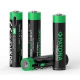 Patona Premium 4 piles AAA rechargeables USB-C 1,5V 500mAh avec câble de charge