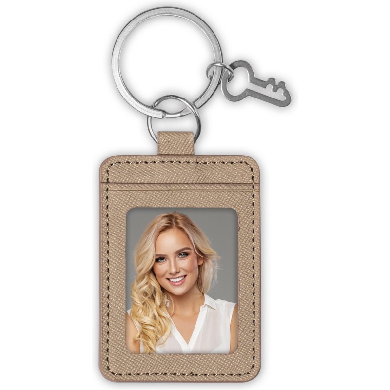 Zep foto sleutelhanger bruin imitatieleer 3,5x4,5 cm