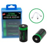 Patona lot de 2 piles rechargeables Mono D avec port USB-C - Lithium-ion 4000mAh