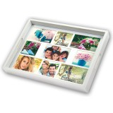 Zep plateau photo blanc W006 pour 9 photos en bois avec protection en verre