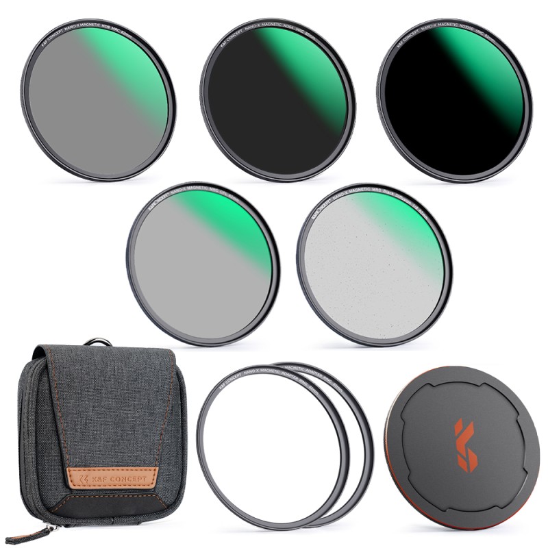 K&F Concept magnetisch videofilter kit met CPL, ND8, ND64, ND1000 en black mist filter - 49mm