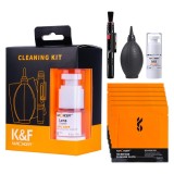 K&F Concept kit de nettoyage 4-en-1 avec stylo objectif, soufflette, 6 chiffons microfibre et liquide nettoyant