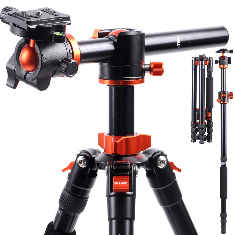 K&F Concept statief T254A4 185cm met monopod en kantelbare arm