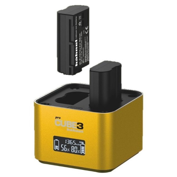 Hähnel ProCube3 chargeur double professionnel pour batteries Nikon EN-EL14, EN-EL15, EN-EL15b, EN-EL15c, EN-EL25 avec USB-C PD 30W