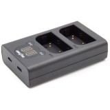 Dobbeltoplader til to batterier Olympus BLX-1
