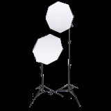 StudioKing kit d'éclairage continu PK-SB608K avec 2 softbox octogonales de 65 cm et lampes lumière du jour 2x85W