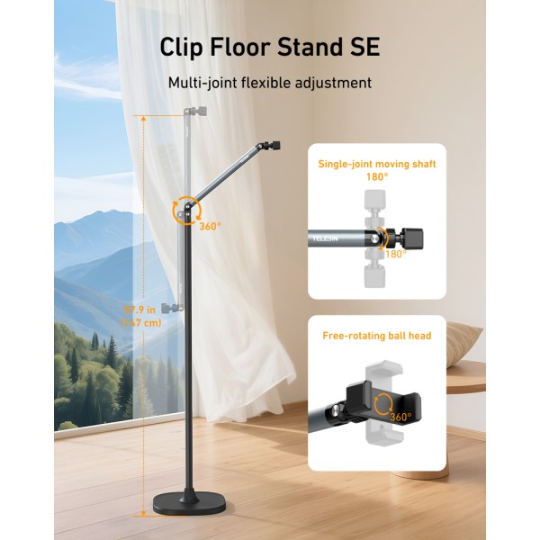 Telesin Floor Stand SE avec pince pour smartphone