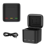Telesin chargeur et boîte de rangement triple pour batteries GoPro Hero 9/10/11/12 avec USB-C