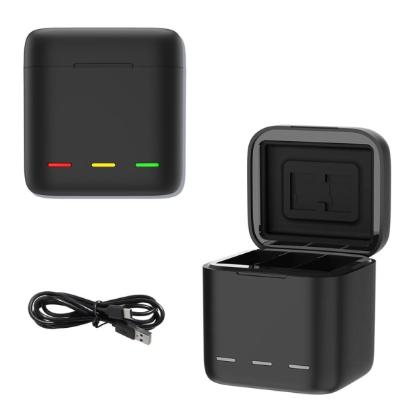 Telesin chargeur et boîte de rangement triple pour batteries GoPro Hero 9/10/11/12 avec USB-C