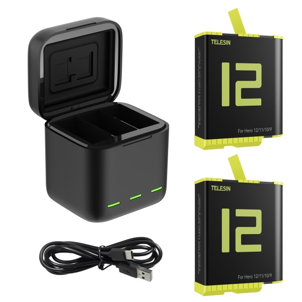 Telesin Triple Battery Charger Box + 2x batteries GoPro 9/10/11/12
