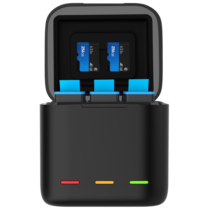 Telesin triple battery charger box met 3 accu's voor GoPro 9/10/11/12