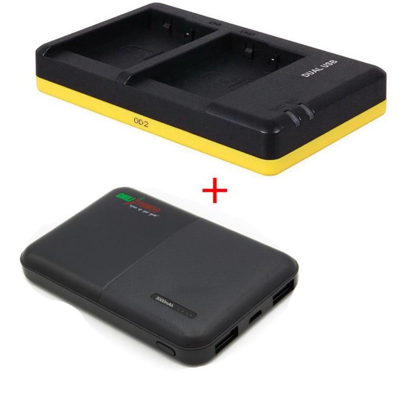 Powerpakket Deluxe DMW-BLC12 duo oplader + 5000mAh Powerbank voor 2 Panasonic accu's DMW-BLC12
