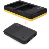 Chargeur duo pour 2 batteries Canon NB-10L avec powerbank 5000mAh - kit de charge portable complet