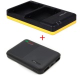 Duo chargeur LP-E8 avec powerbank 5000mAh pour batteries Canon - Kit de charge portable