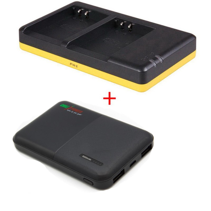 Powerpakket Deluxe BLN-1 duo oplader + 5000mAh Powerbank voor 2 Olympus accu's BLN-1