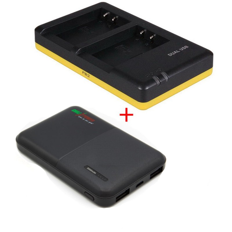 Powerpakket Deluxe LP-E17 duo oplader + 5000mAh Powerbank voor 2 Canon accu's LP-E17