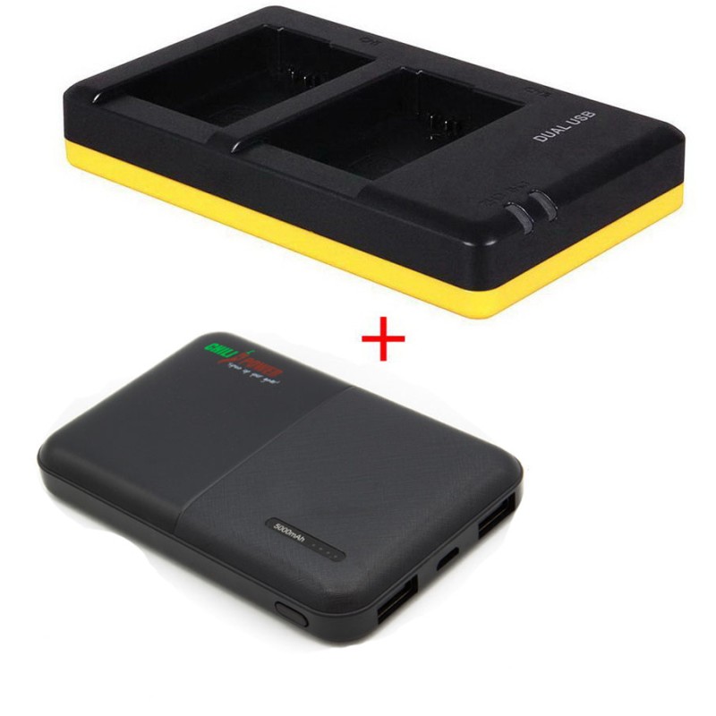 Powerpakket Deluxe NP-FW50 duo oplader + 5000mAh Powerbank voor 2 Sony accu's NP-FW50