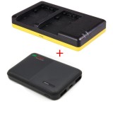 Pack de chargement deluxe : chargeur duo NP-FV50 + powerbank 5000mAh compatible avec batteries Sony NP-FV50/NP-FV70