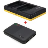 Chargeur duo pour batteries Canon LP-E10 avec powerbank 5000mAh - compatible avec Canon EOS 1100D, 1200D, 1300D, 2000D, 4000D