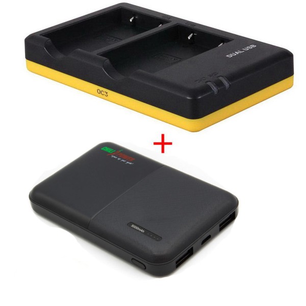 Ensemble de charge deluxe : chargeur duo EN-EL5 + powerbank 5000mAh pour 2 batteries Nikon EN-EL5