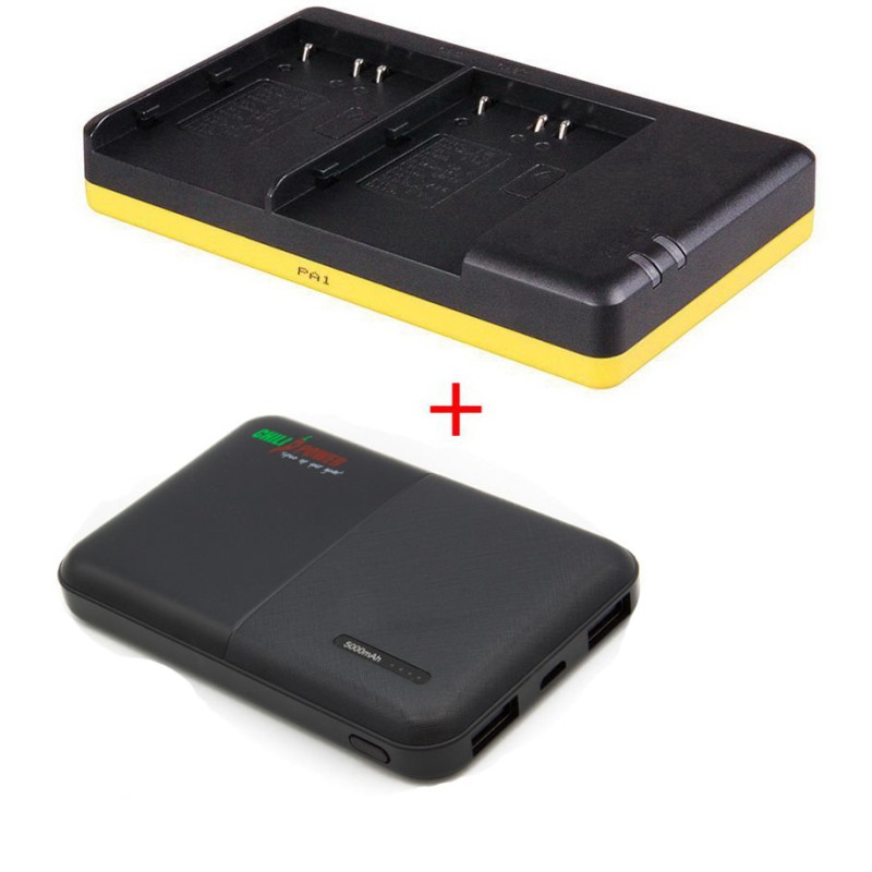Powerpakket Deluxe EN-EL3e duo oplader + 5000mAh Powerbank voor 2 Nikon accu's EN-EL3 / EN-EL3e