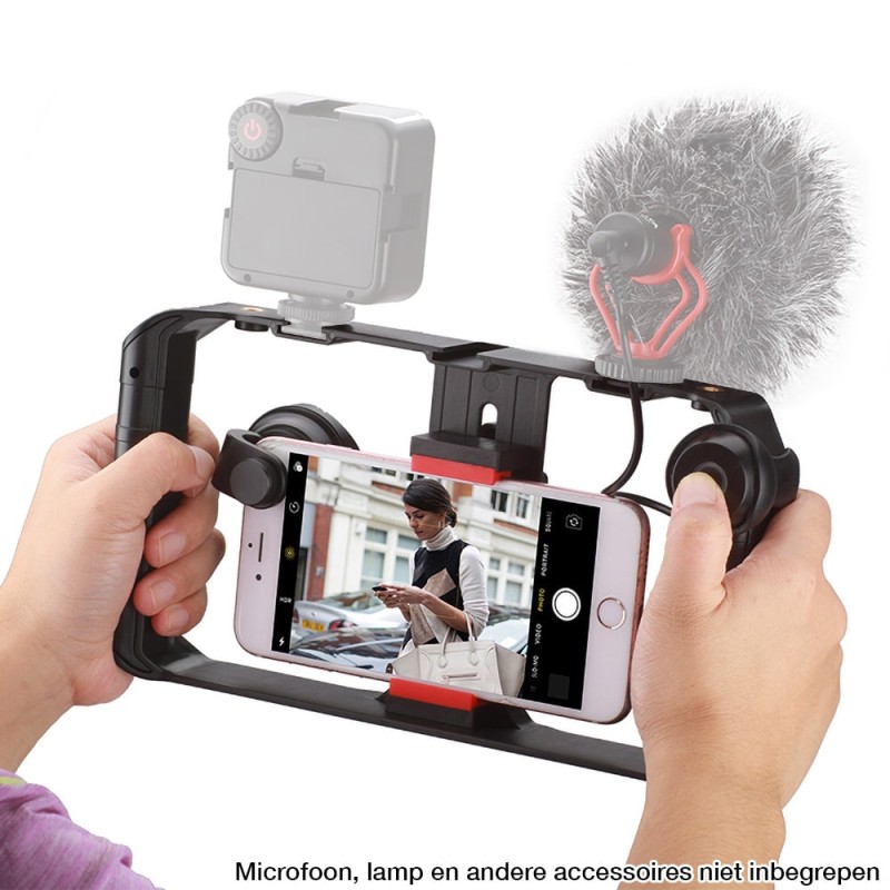 Ulanzi U-Rig Pro smartphone video rig met drie cold shoe mounts en vier 1/4 schroefgaten