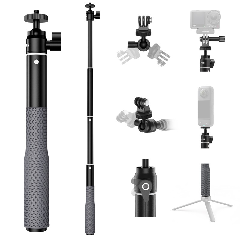 Telesin selfie stick 65cm waterdicht met balhoofd van aluminium