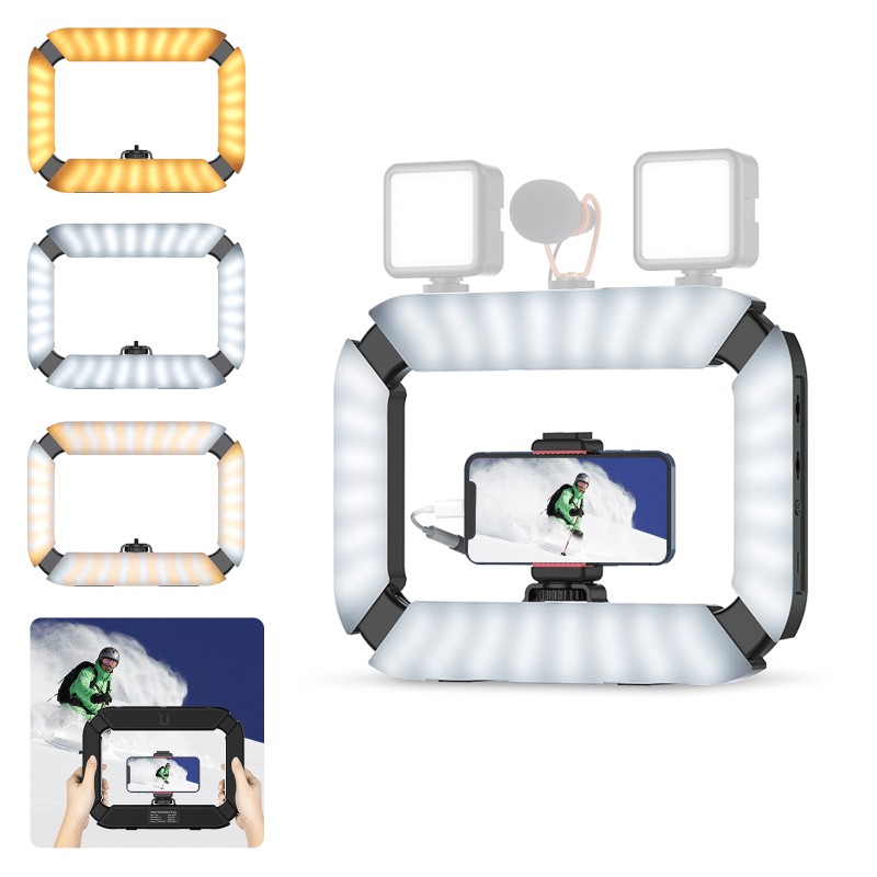 Ulanzi U200 ringlamp video rig met ingebouwde 8000 mAh powerbank en cold shoe mounts