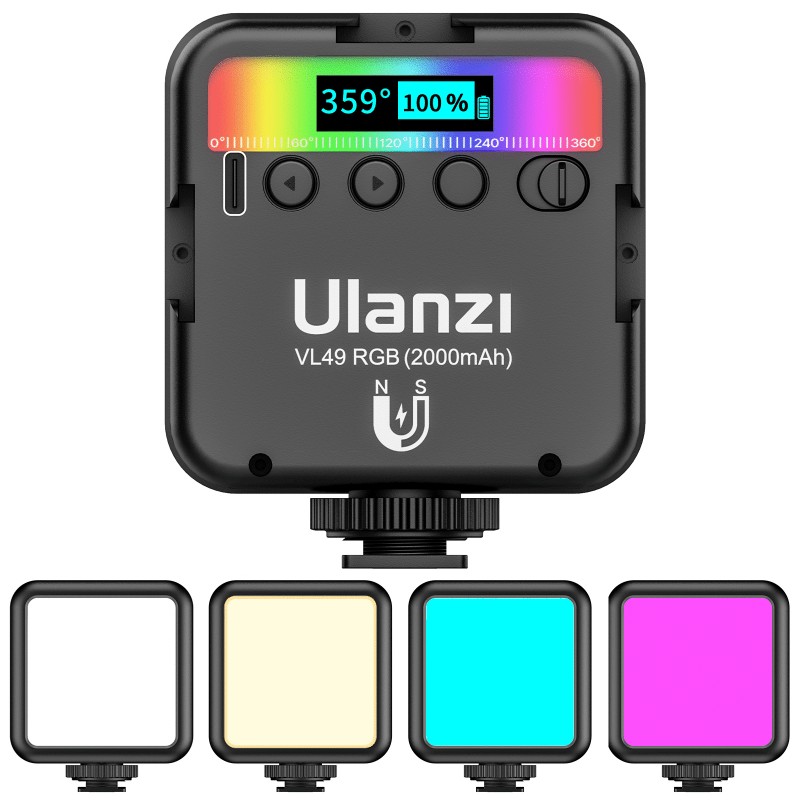 Ulanzi VL49 RGB multi color LED-videolamp met 60 LEDs voor camera