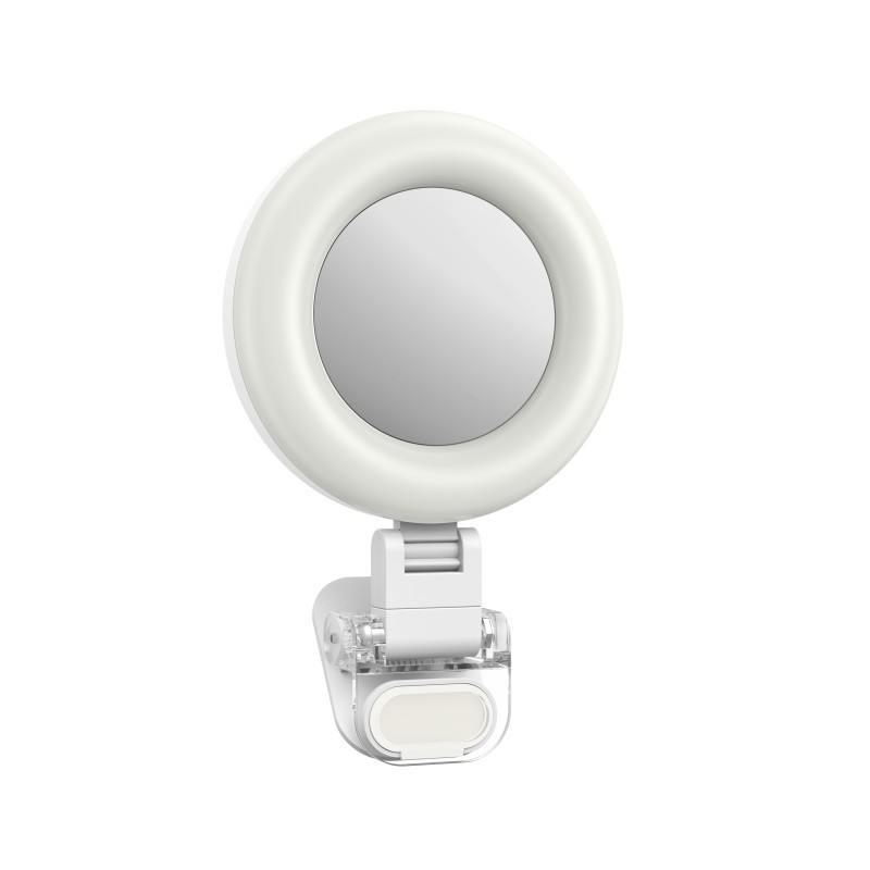 Telesin Mini Selfie Ringlamp met klem voor smartphone - wit