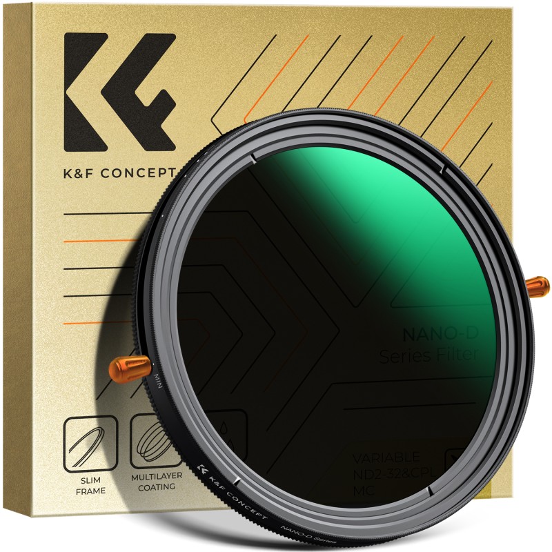 K&F Concept CPL + variabel ND filter ND2-ND32 Nano D 49mm - grijsfilter met polarisatiefilter en HD coating