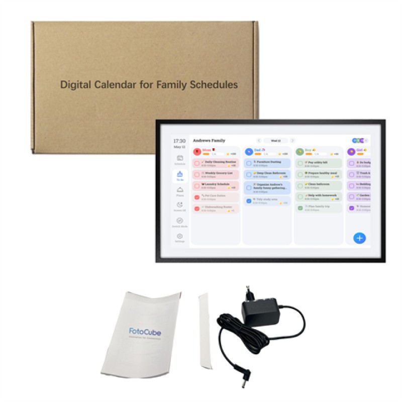 Fotocube 3-in-1 Digitale Fotolijst met Kalender PW156-CA Zwart 15.6 Inch