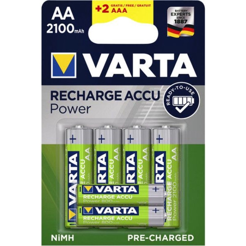 Varta 4 stuks AA oplaadbare batterijen + 2 x gratis AAA - Ready-to-use