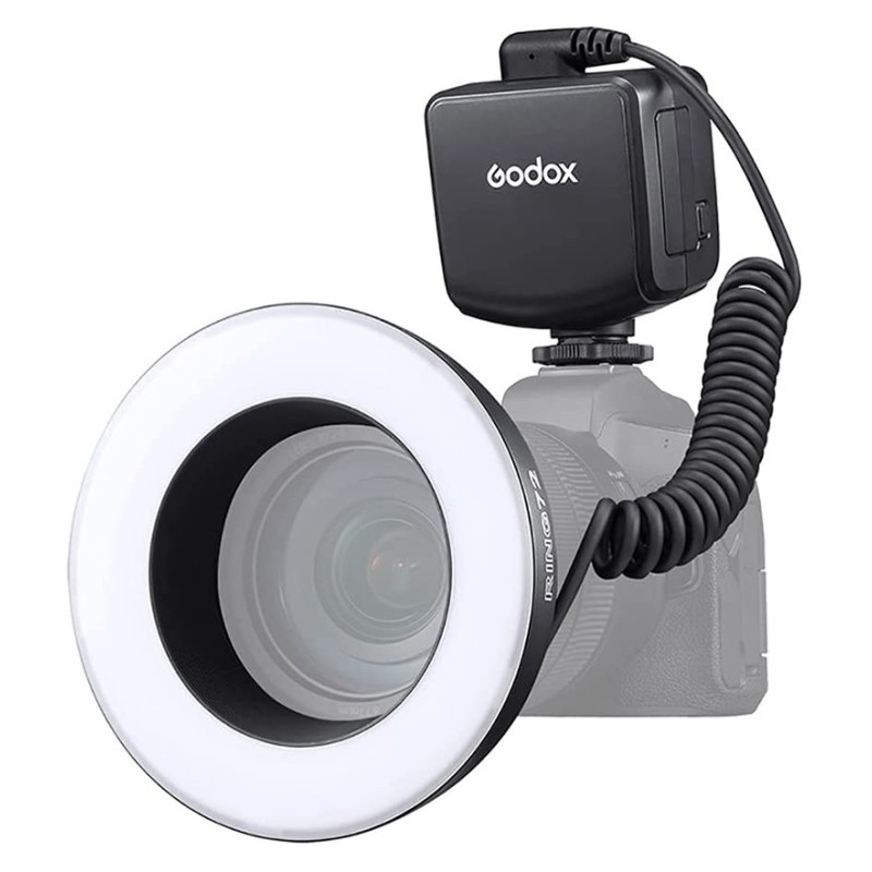 Godox Ring72 macro ringlamp voor foto en video met 8W LED en 8 adapterringen