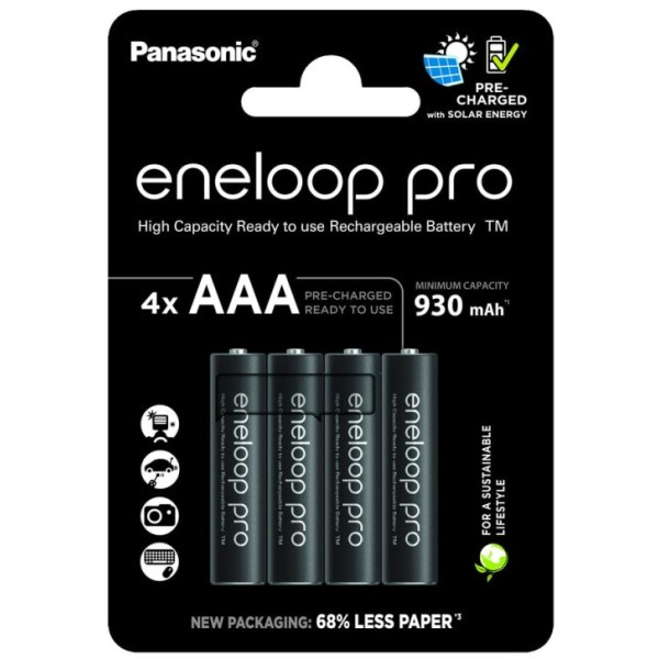 4 x piles rechargeables Panasonic Eneloop Pro AAA - 930mAh haute capacité